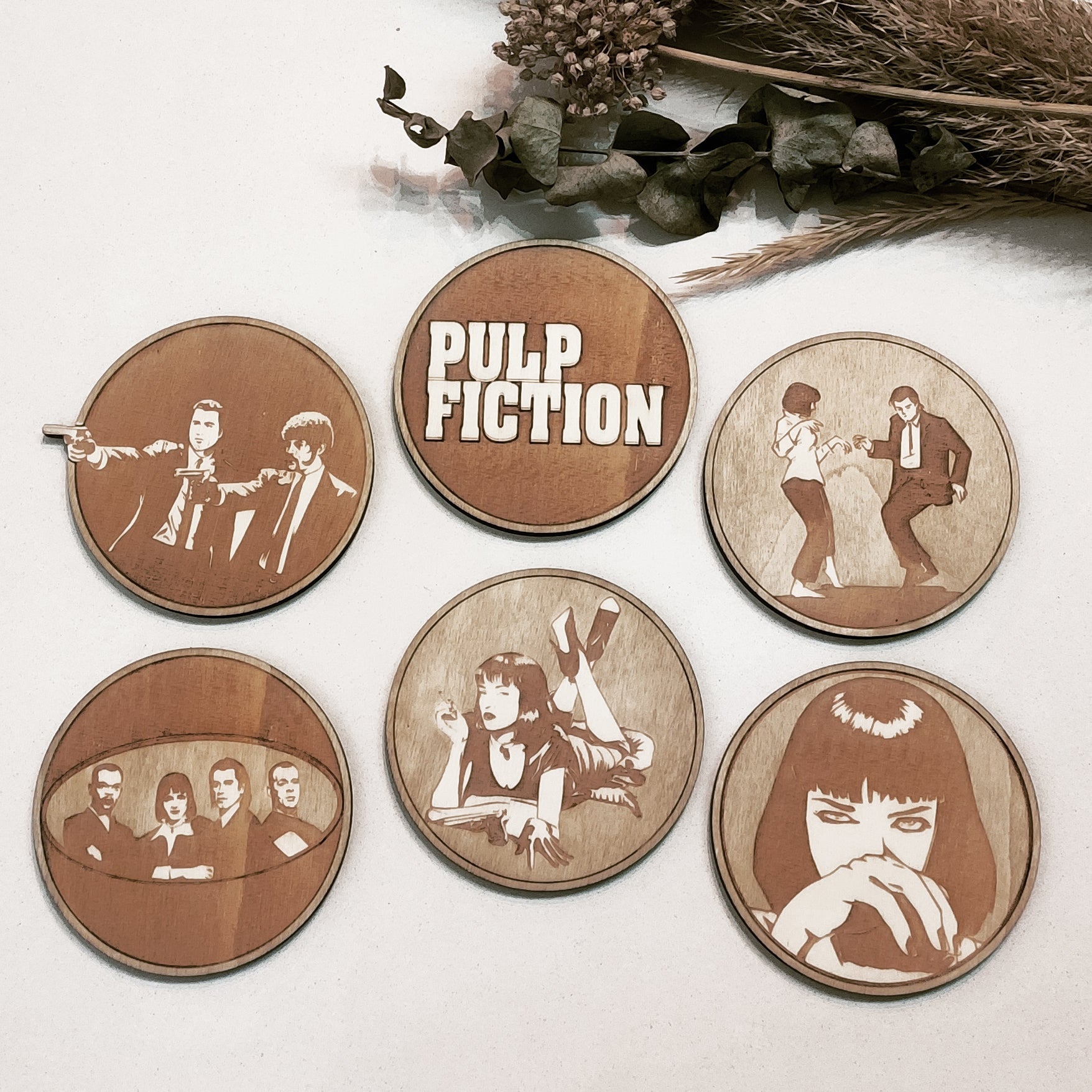 Pulp Fiction Wooden Coasters (6-Pack)