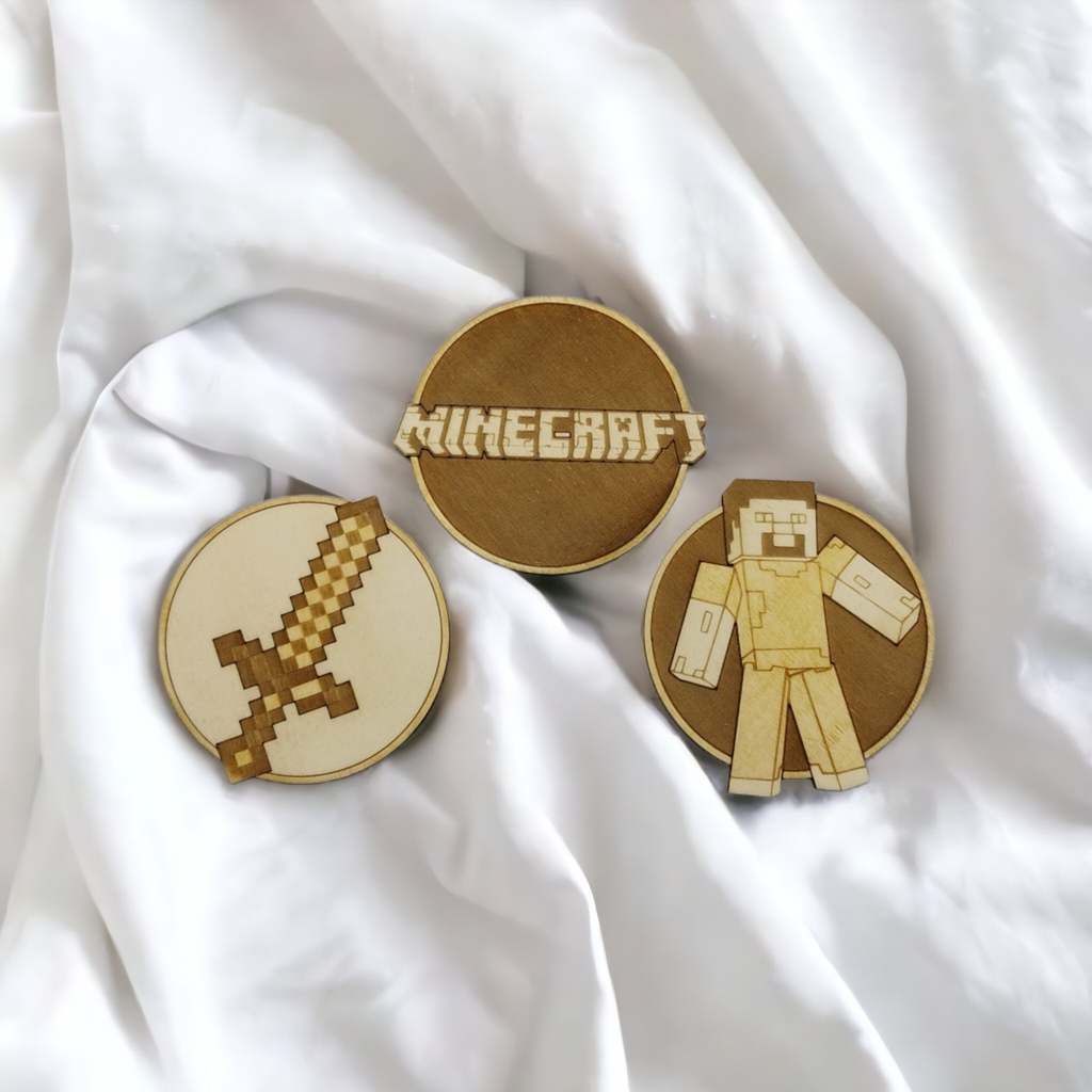 Set of 3 Minecraft Wooden Coasters -0