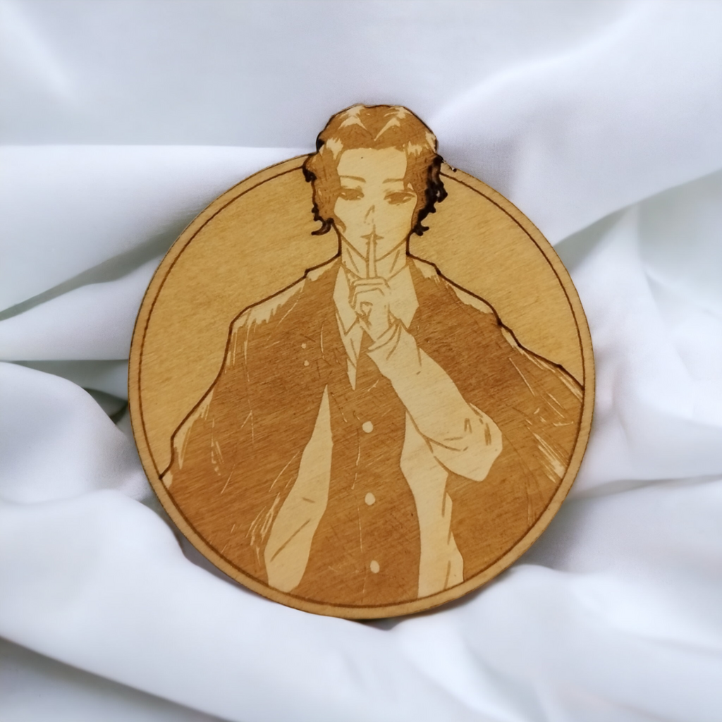 Set of 6 Demon Slayer Wooden Coasters - Handmade Gift - Housewarming - Wood Kitchenware-2