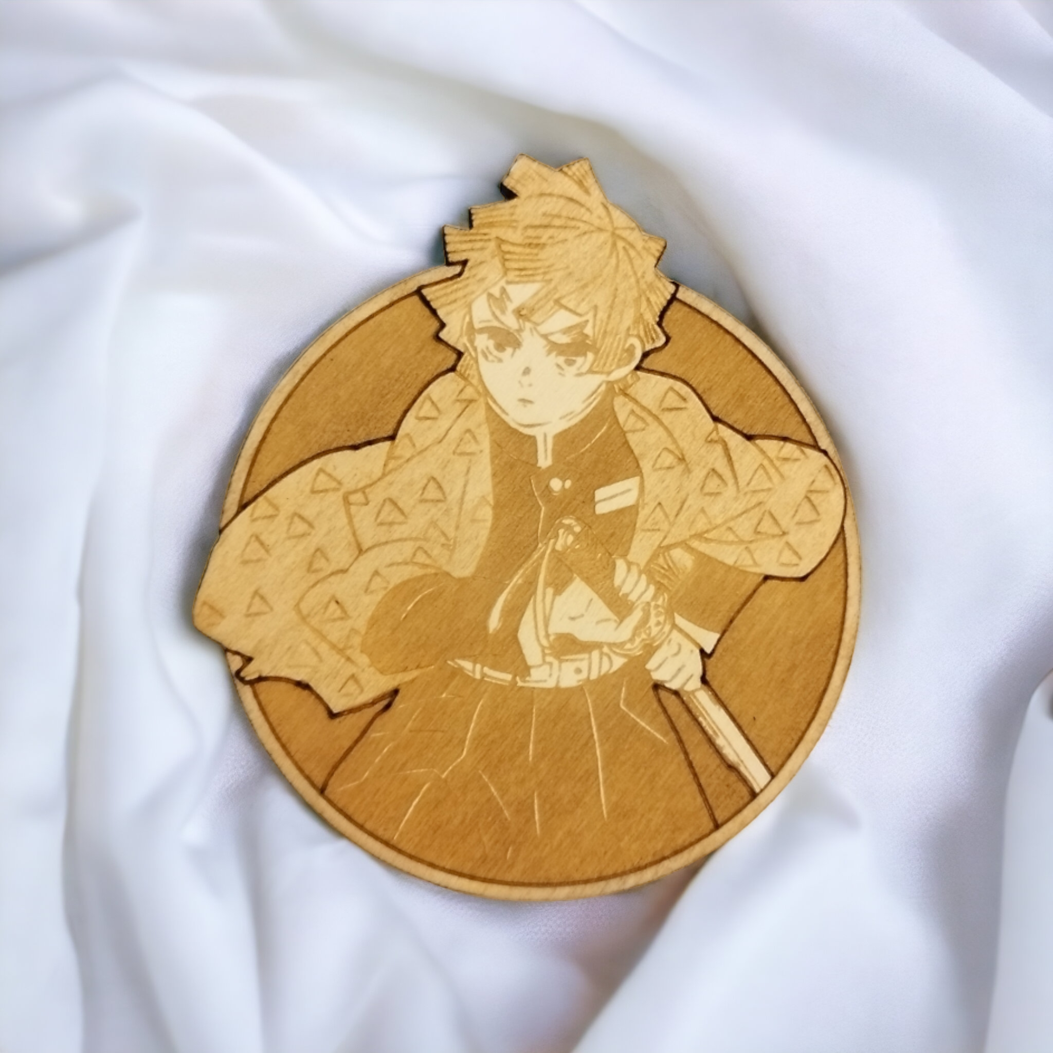 Set of 6 Demon Slayer Wooden Coasters - Handmade Gift - Housewarming - Wood Kitchenware-3