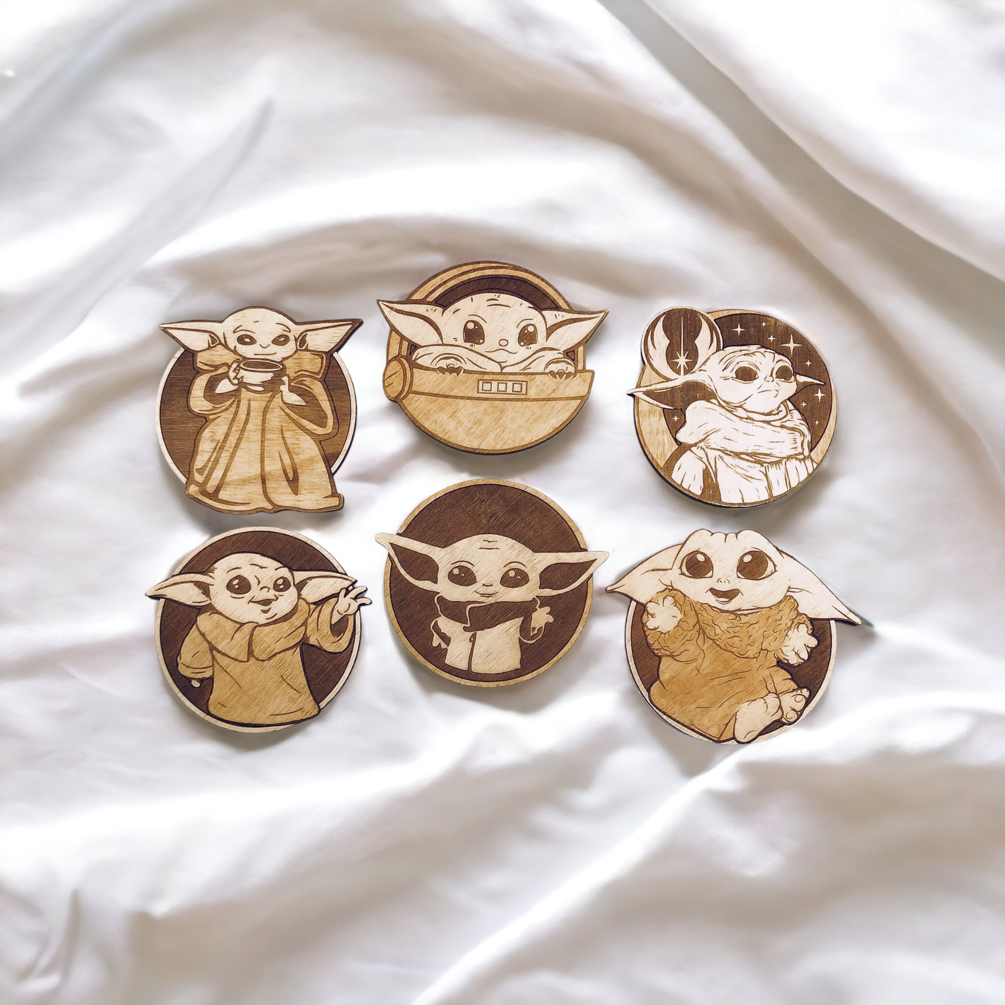 Baby Yoda Wooden Coasters (6-Pack)