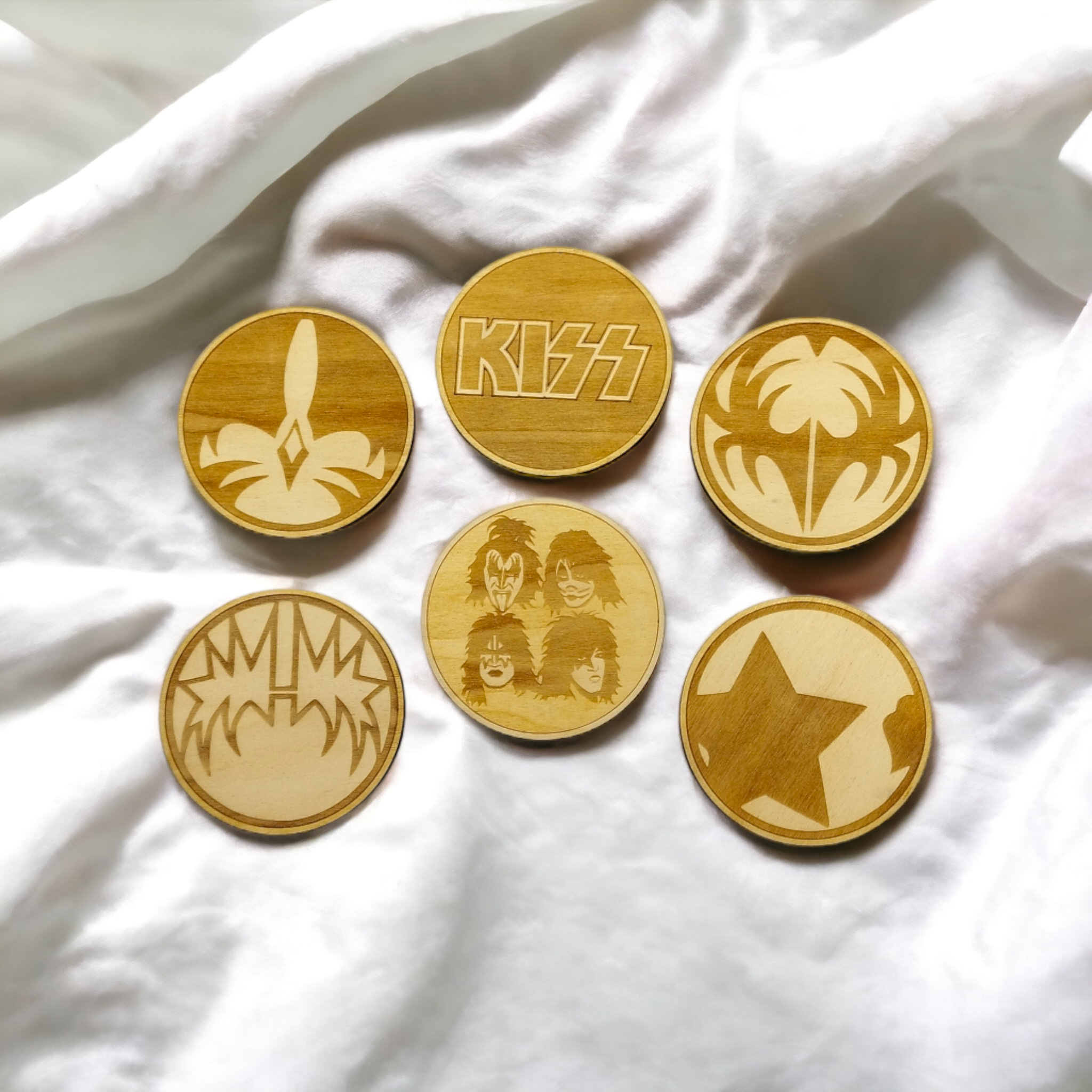 Kiss Wooden Coasters (6-Pack)