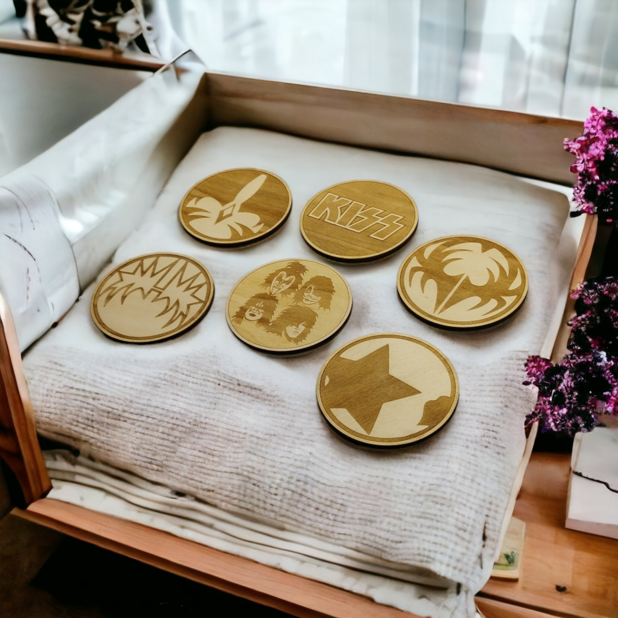 Kiss Wooden Coasters (6-Pack)