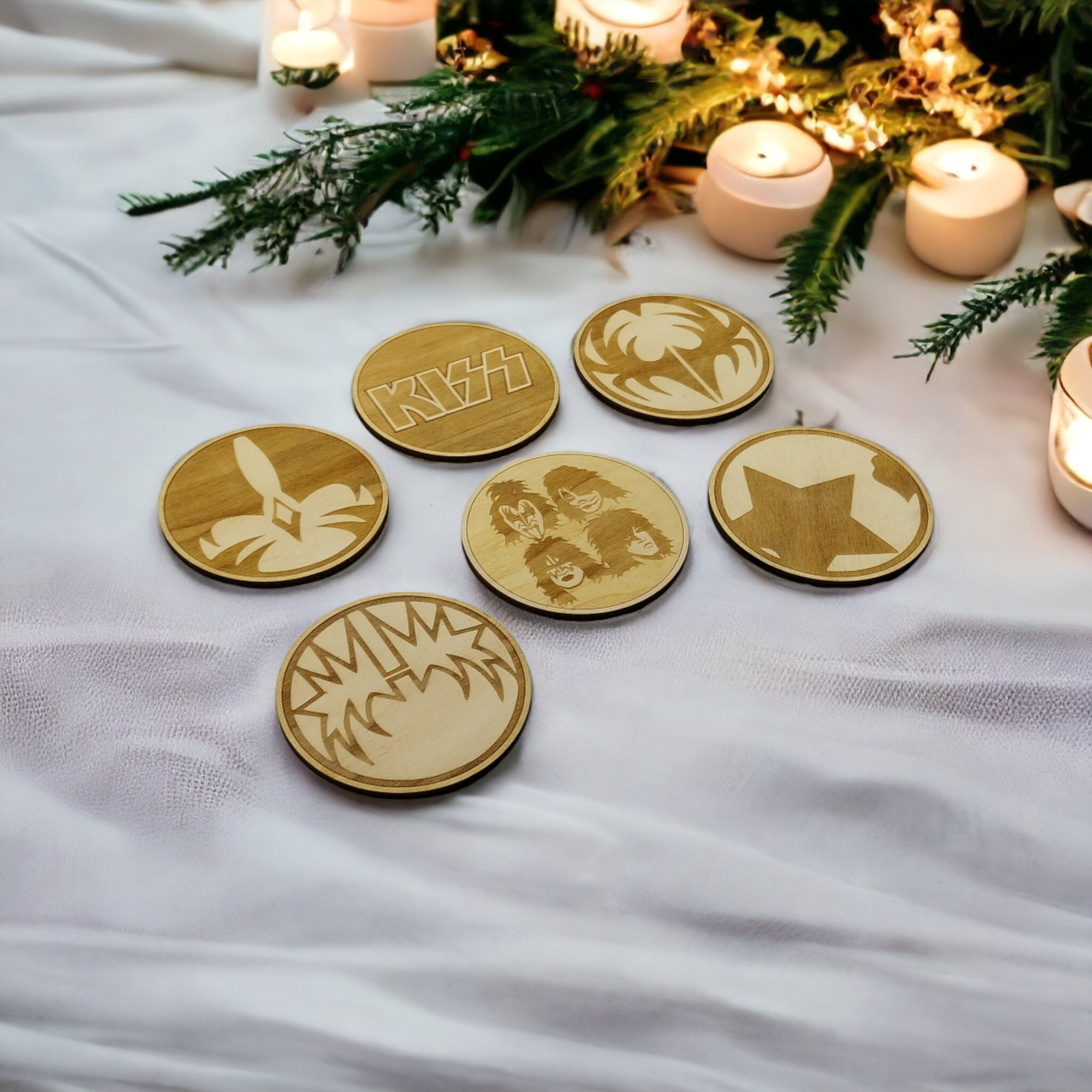 Kiss Wooden Coasters (6-Pack)