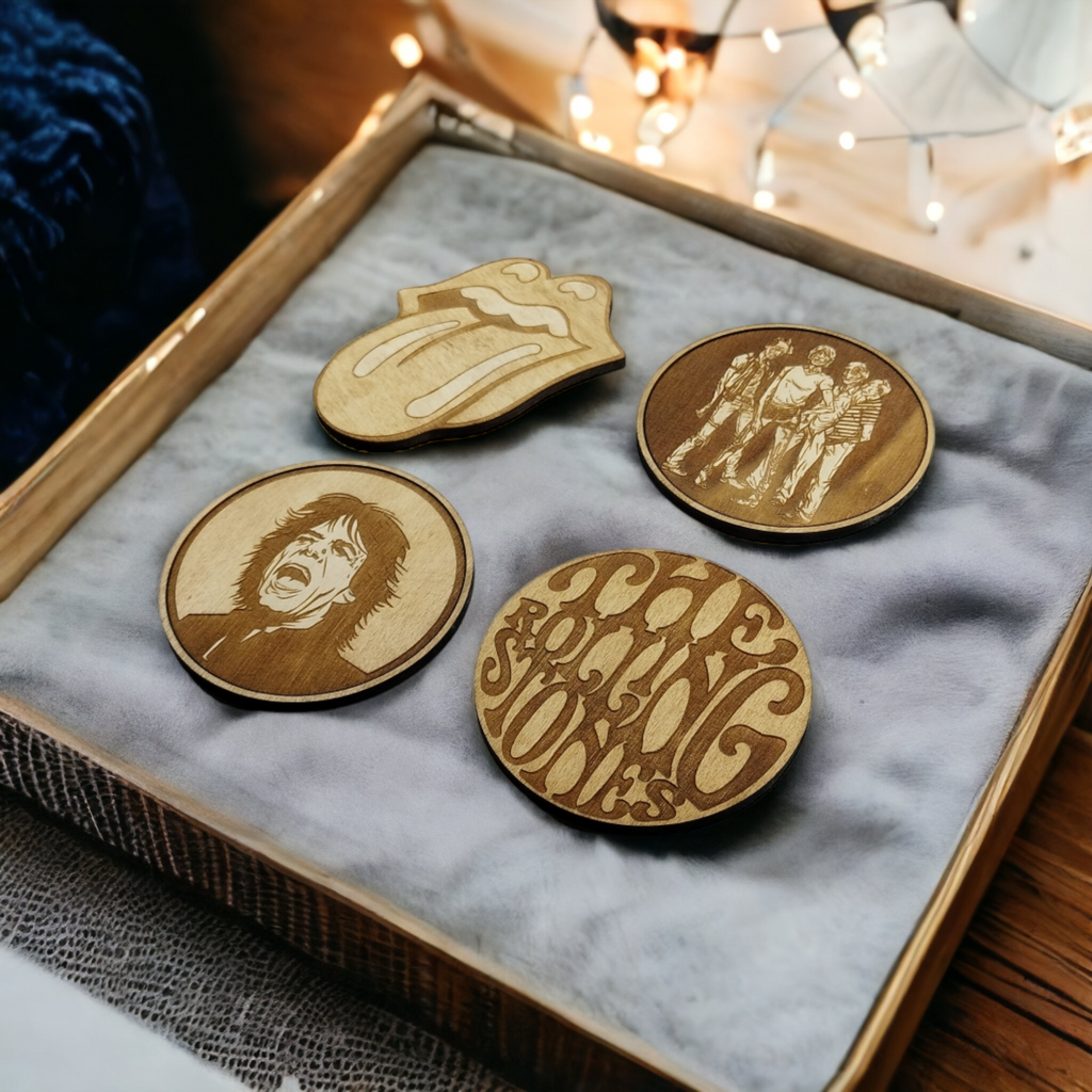 Rolling Stones Wooden Coasters (4-Pack)