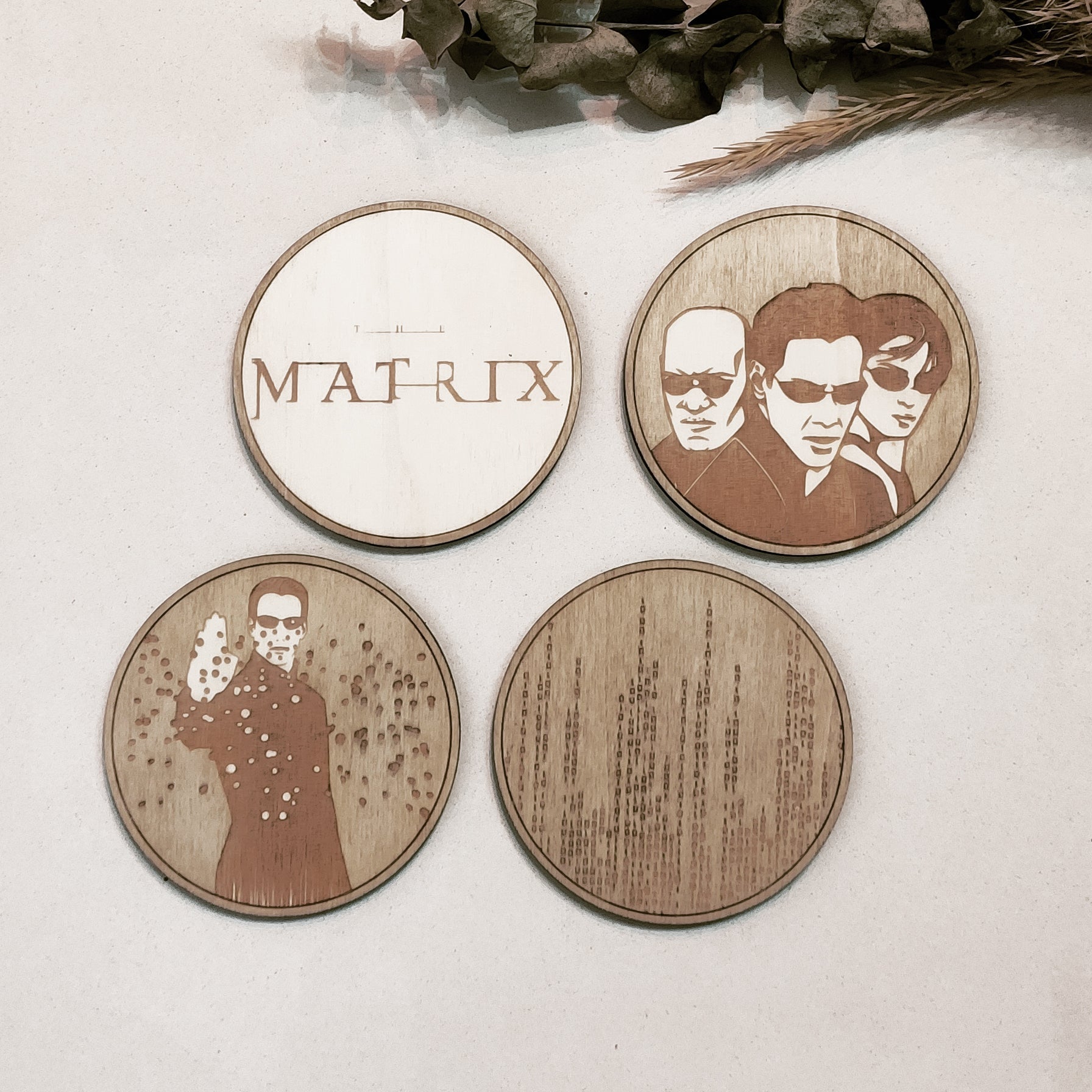 Matrix Wooden Coasters (4-pack)