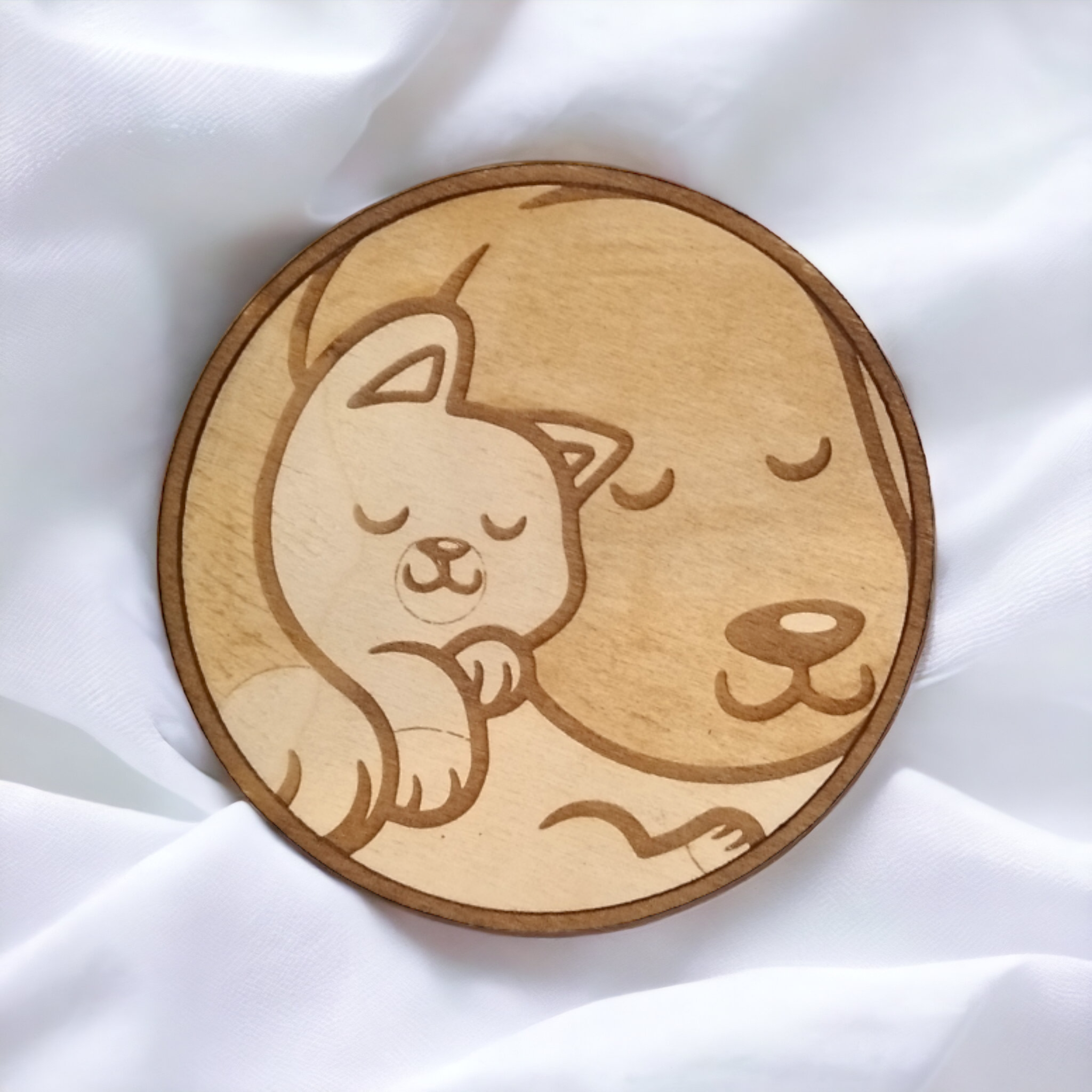 Dog & Cat Wooden Coasters (4-Pack)