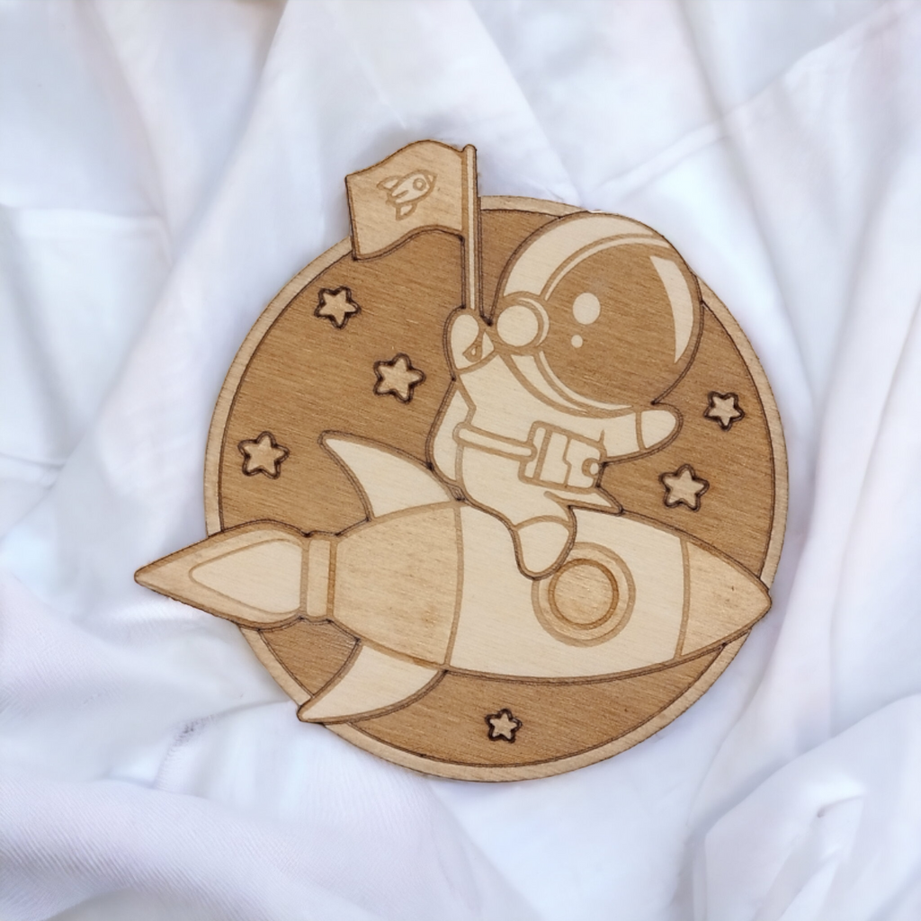 Set of 6 Astronauts Wooden Coasters - Handmade Gift - Housewarming - Wood Kitchenware-2