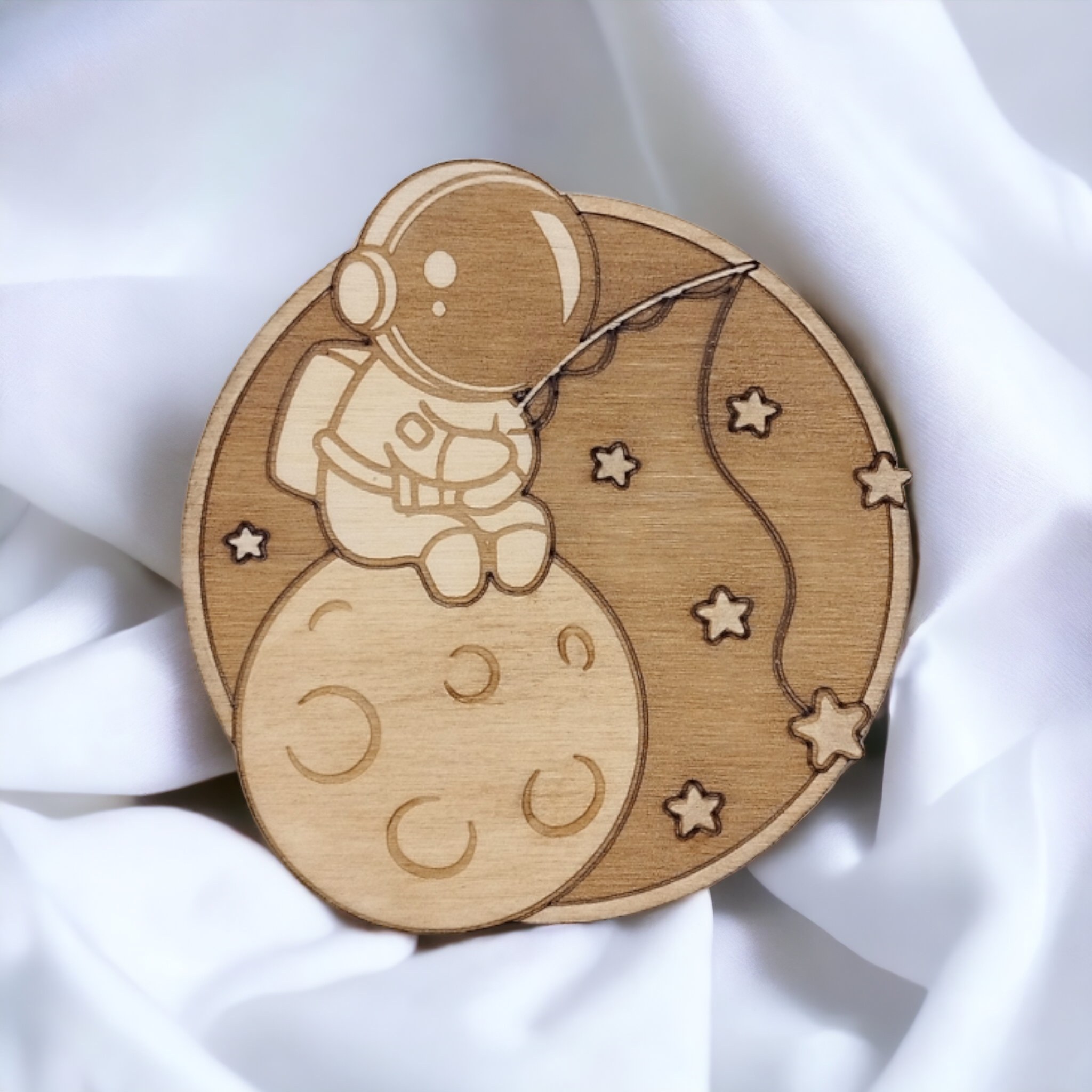 Set of 6 Astronauts Wooden Coasters - Handmade Gift - Housewarming - Wood Kitchenware-3