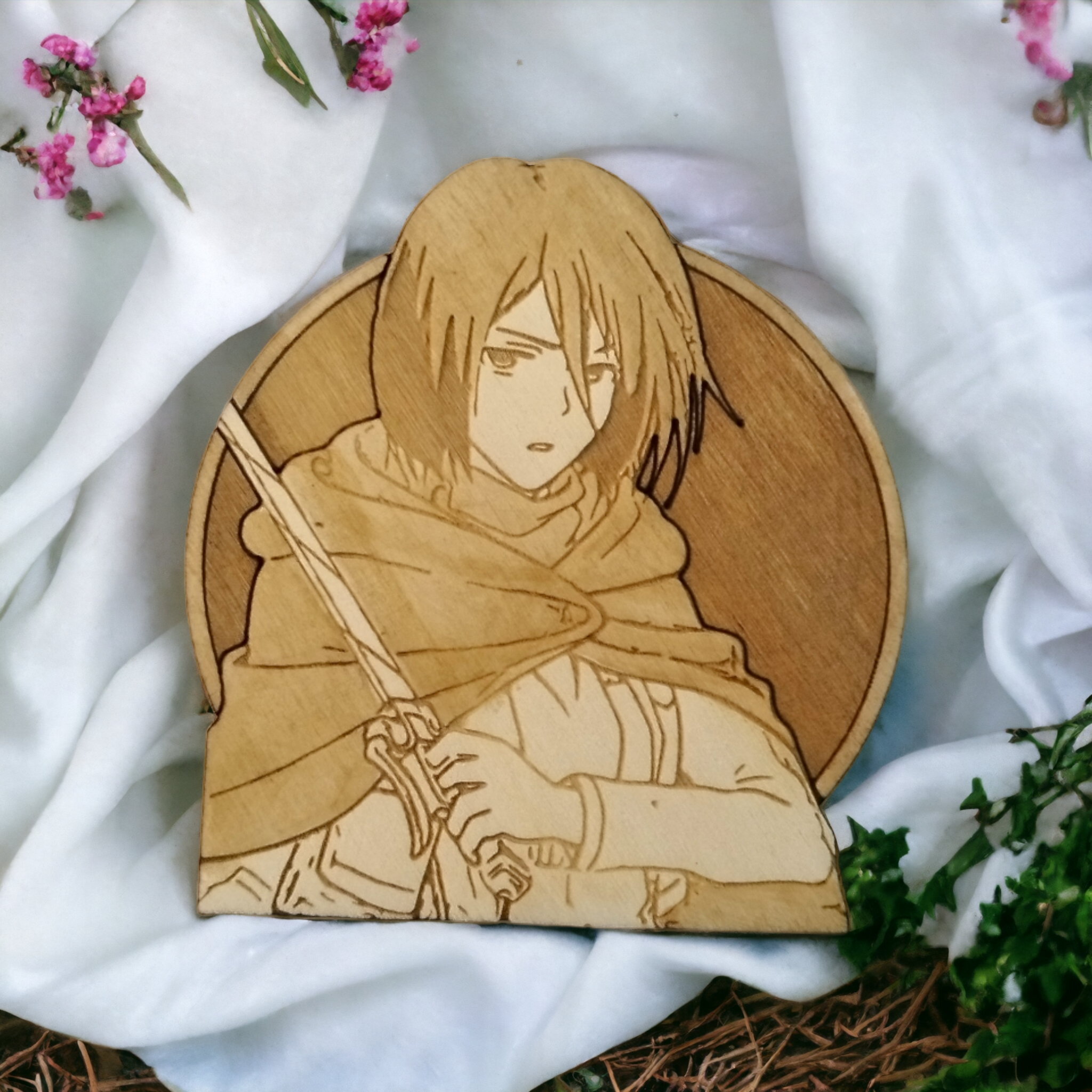 Set of 6 Empowering Women of Anime Wooden Coasters - Handmade Gift - Housewarming - Wood Kitchenware-4