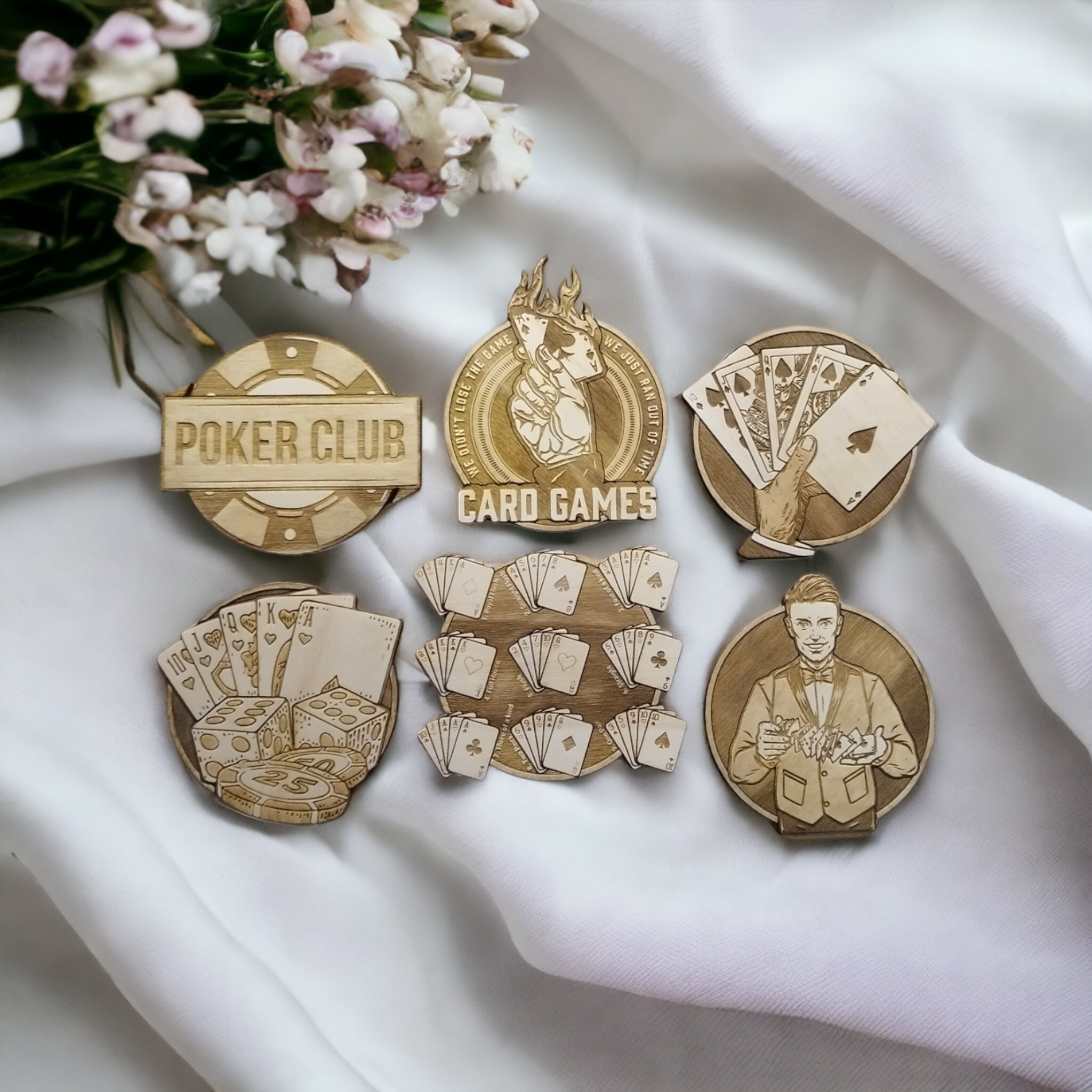 Game Cards Wooden Coasters (6-Pack)